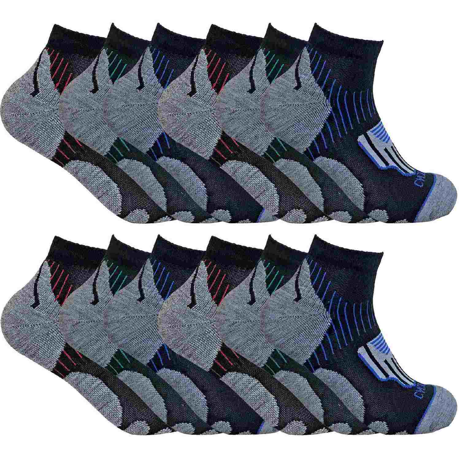 Sock Snob Men's Black 12 Pair Low Cut Cycling Socks For Running, Gym & Sport | Size: 6-11 - Image 2