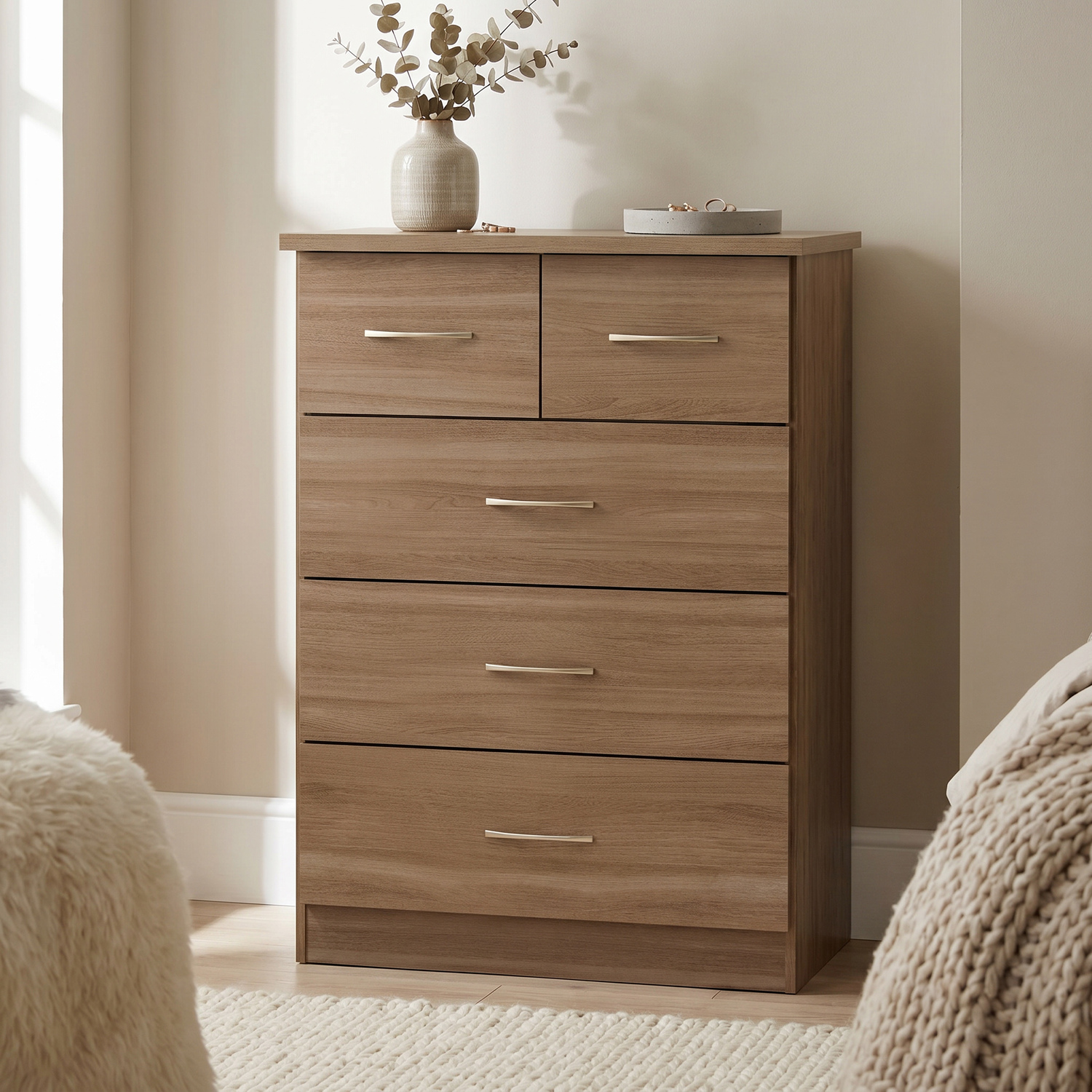 Seconique Nevada 3 Plus 2 Chest - Rustic Oak
