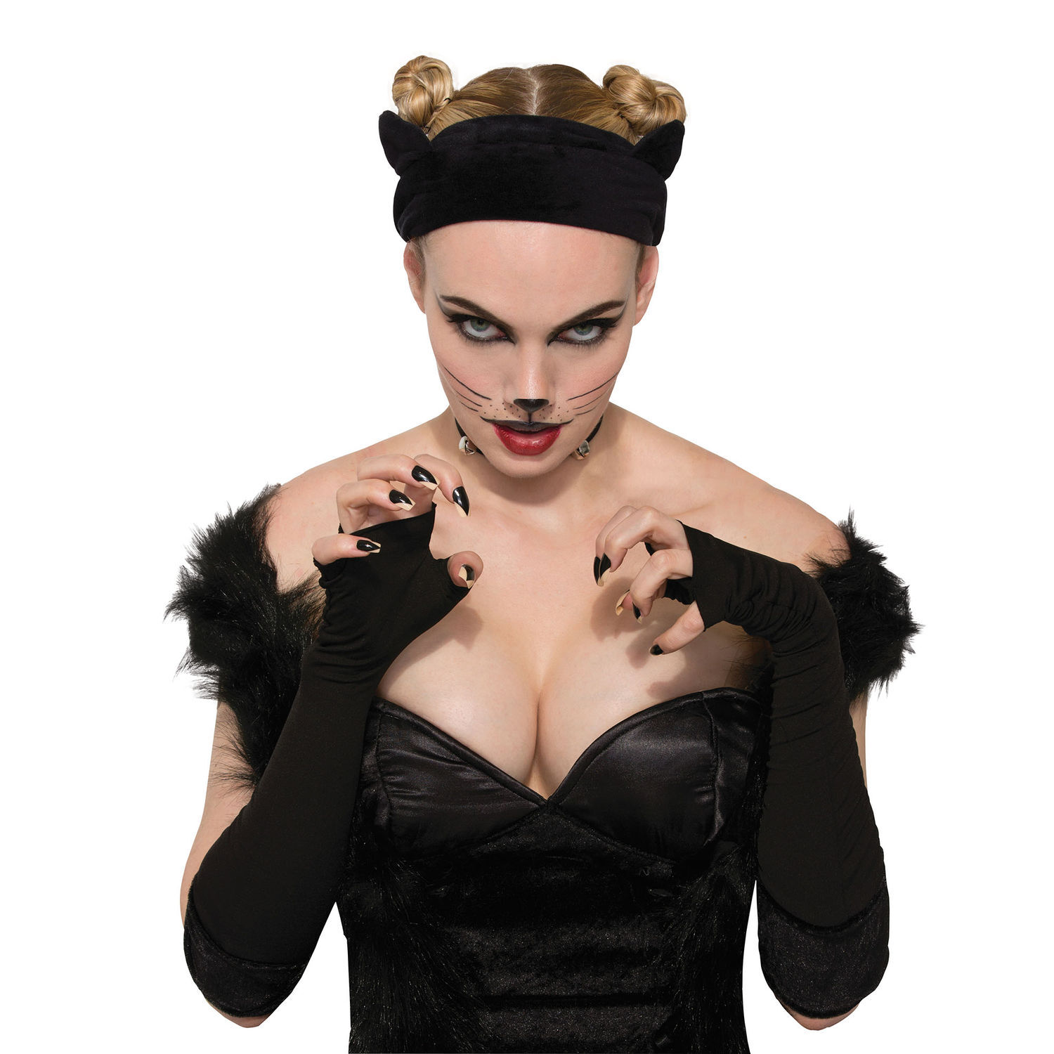 Bristol Novelty Adults Unisex Velvet Cat Ears - Black