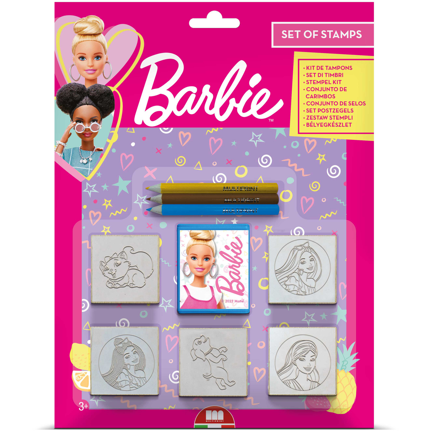 Multiprint Barbie Blister Pack 5 Stamps ¿ Kids Craft & Stationery Set - Pink