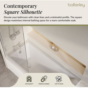 Square Single Ended 1700x750 Bath with Front Panel and Chrome Hinged Screen