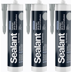 Hemway Hybrid Polymer Sealant & Adhesive Light Grey Construction 3 Pack