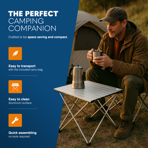 Voyager Foldable Camping Table - Adjustable Small Height