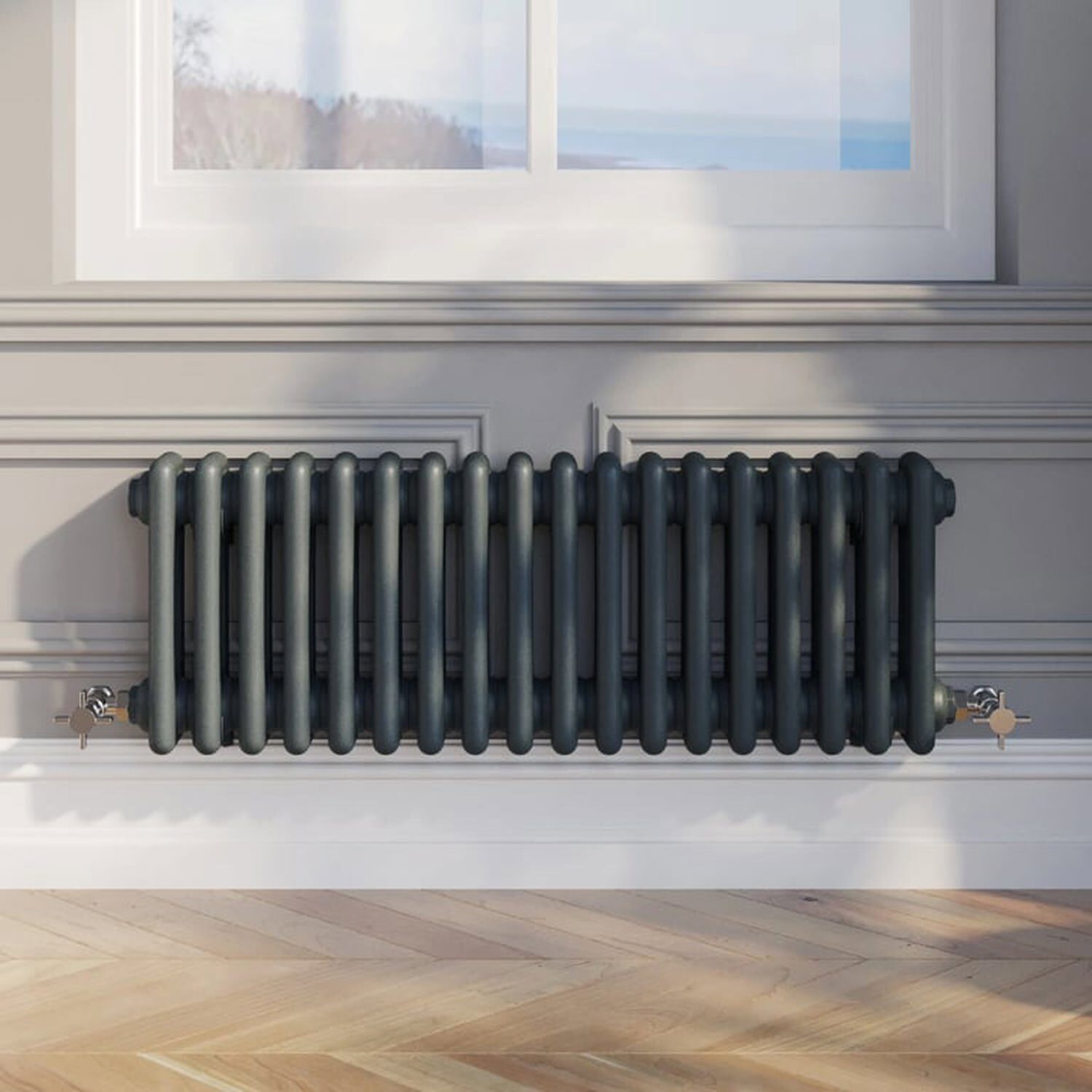 Temprazo Traditional Colosseum Double Bar Column Radiator Anthracite 300 X 1190Mm - Anthracite / 830Mm / 300Mm / 100Mm