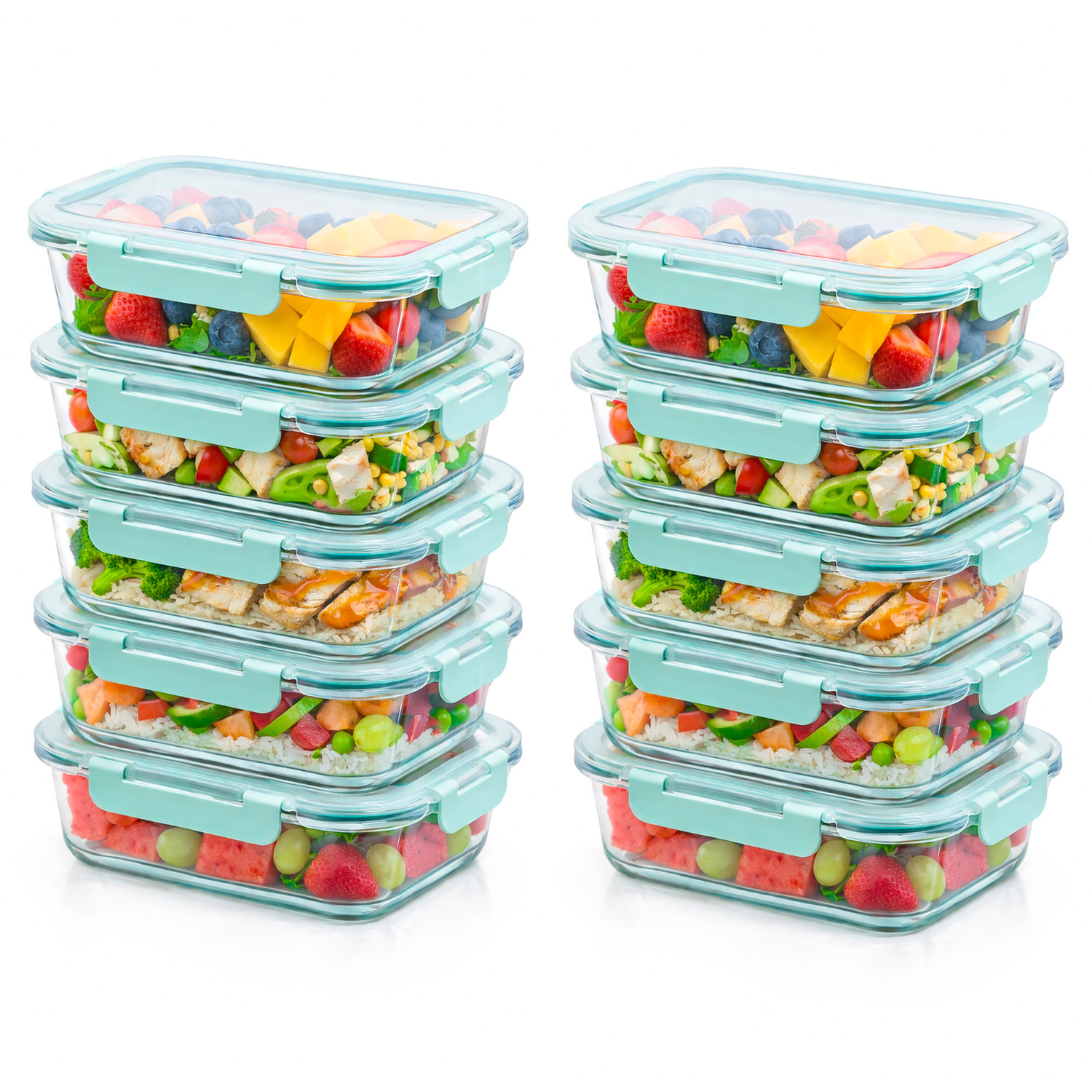 Innoteck Glass Food Storage Containers 1040Ml Airtight Leakproof Meal Prep Boxes - Green