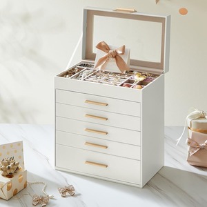 SONGMICS Jewellery Box with Glass Lid, 6-Tier Jewellery Organiser