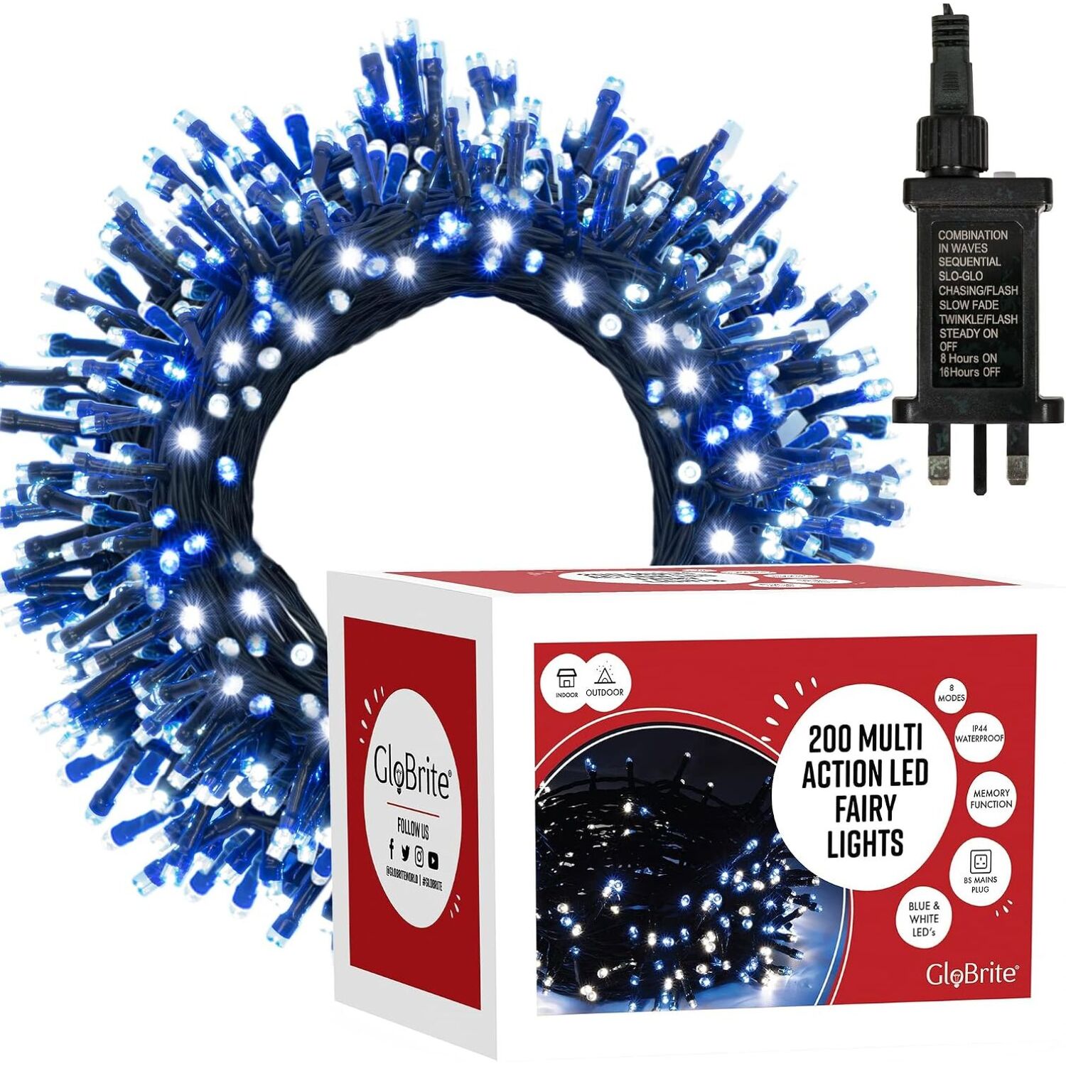 Globrite Led Christmas Lights (8 Modes) - Blue/White
