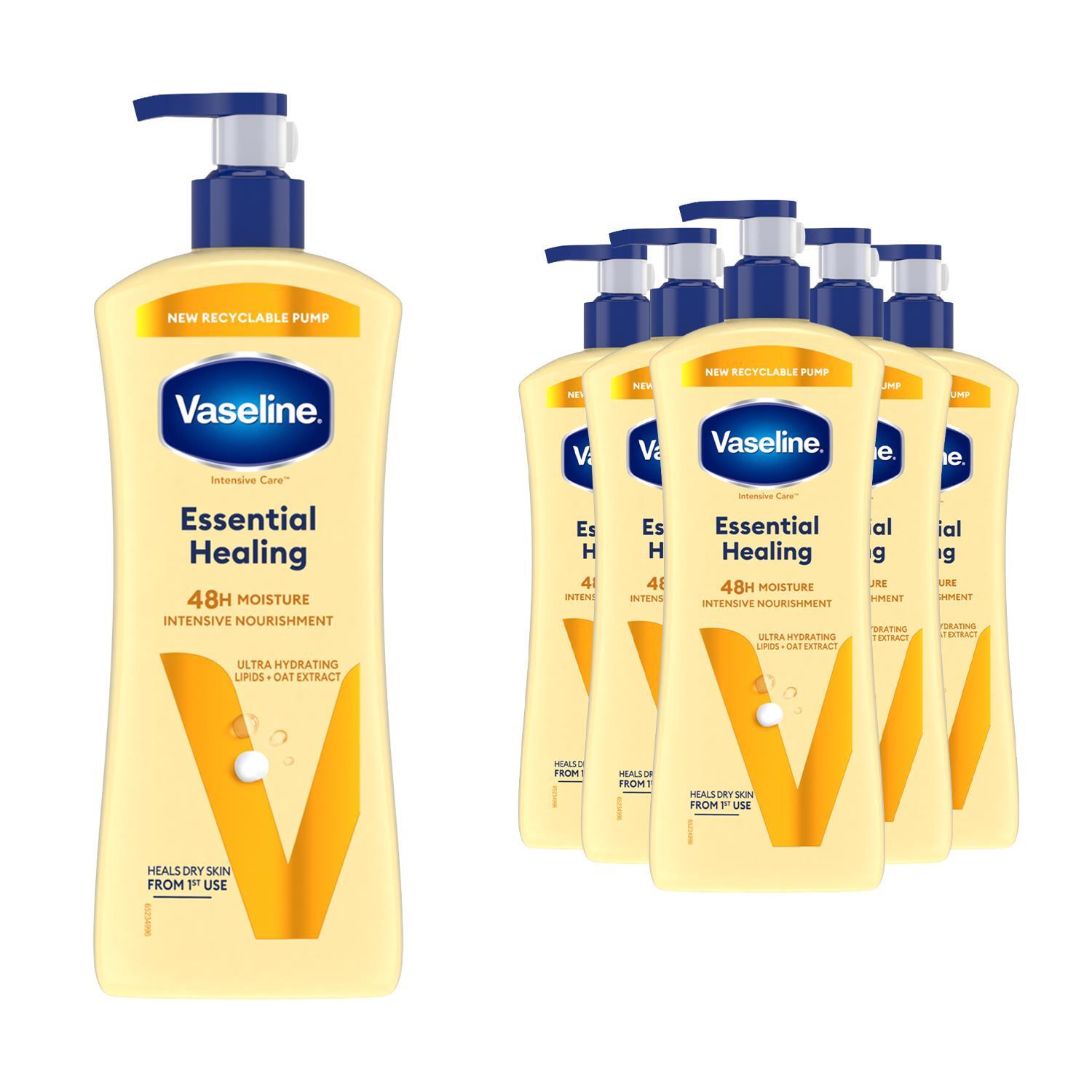 Vaseline Intensive Care Essential Healing Body Lotion 6 Pack, 600Ml For Dry Skin - White