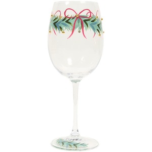 Bows and Gold Wreath Wine Glass