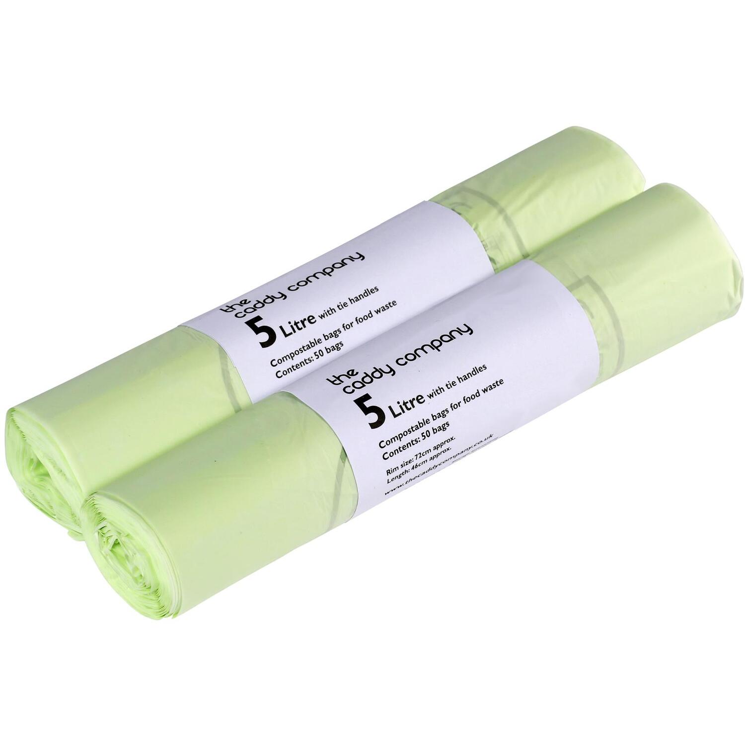 5L x 100 Tie Handle Compostable Kitchen Caddy Liners - Food Waste Bin Liners - EN 13432-5 litre Bags - Image 5