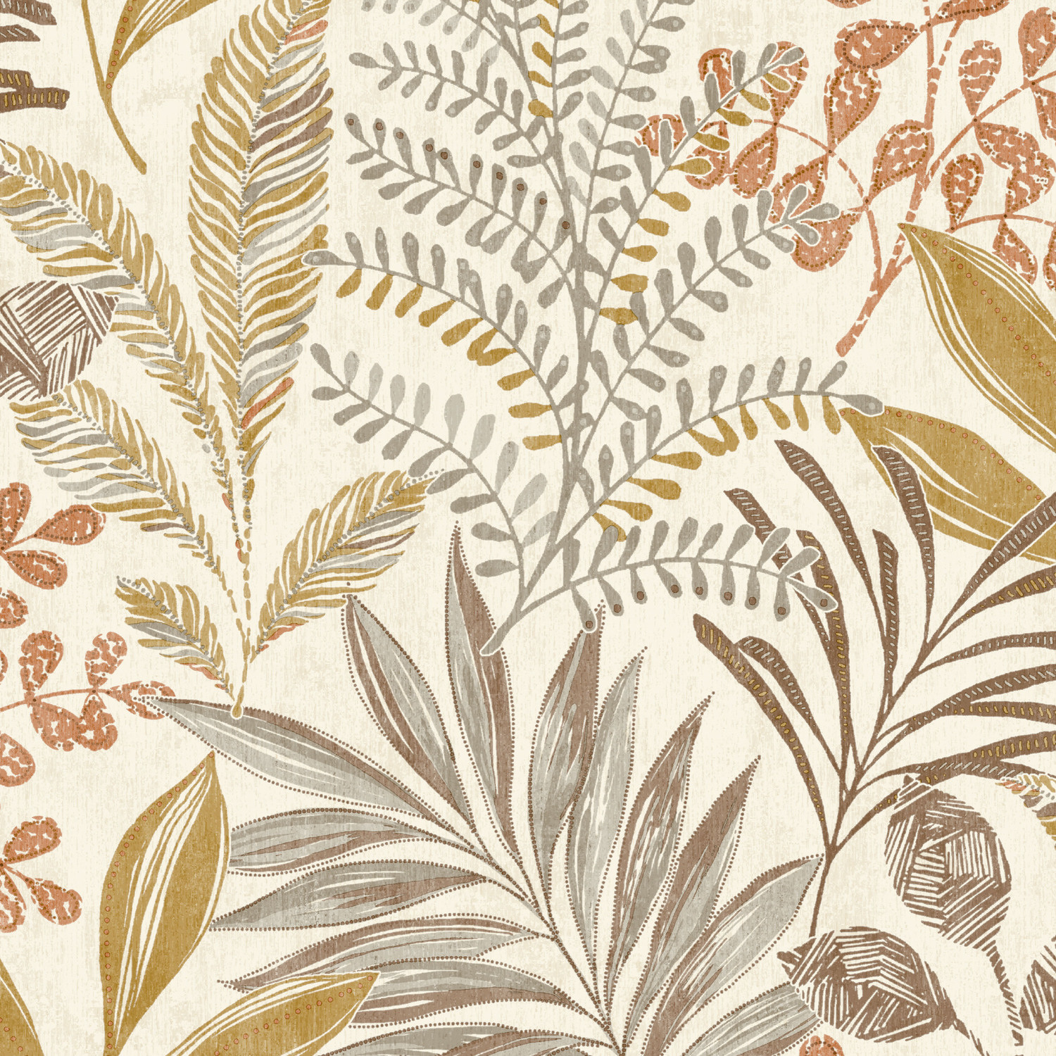 B&Q - Kara Tropical Jungle Foliage Leaves Textured WallpaperNeutral Beige - Image 3