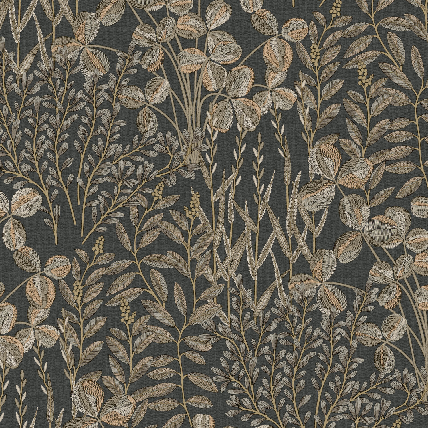 Grandeco Inia Dark Brown Wallpaper Vinyl Botanical Paste The Wall Scrubbable - Image 3