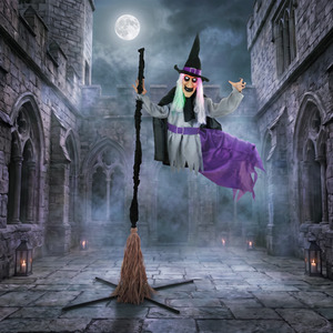 HOMCOM  Life Size Animated Witch Scary Animatronic Decor