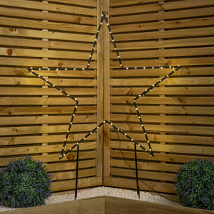 90cm Light up Dewdrop Metal Christmas Star with Garden Stake & Warm White LEDs