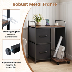 Printer Stand with Rolling Shredder Stand with Fabric Drawers