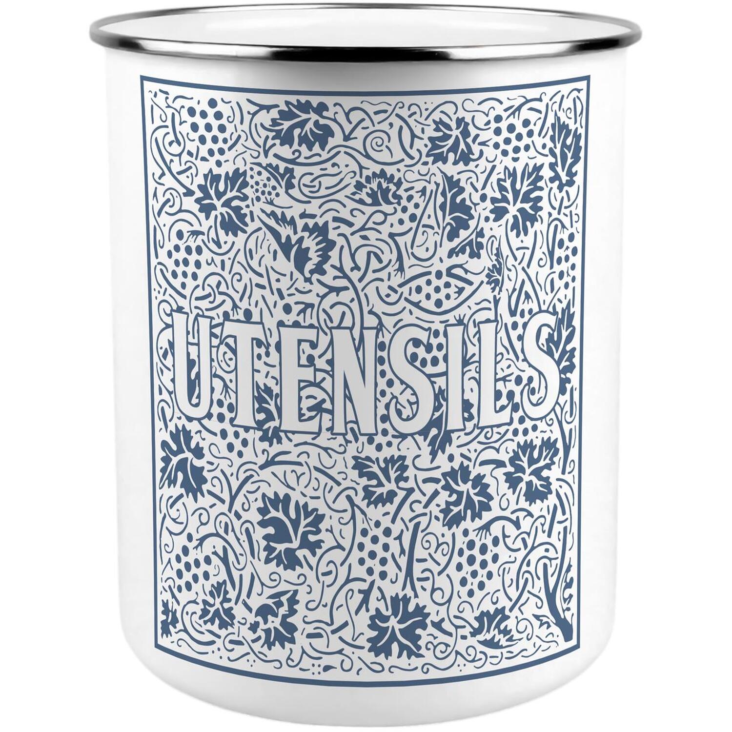 Purely Home Blue Oak Leaves & Berries Kitchen Utensil Holder - Blue - Image 1
