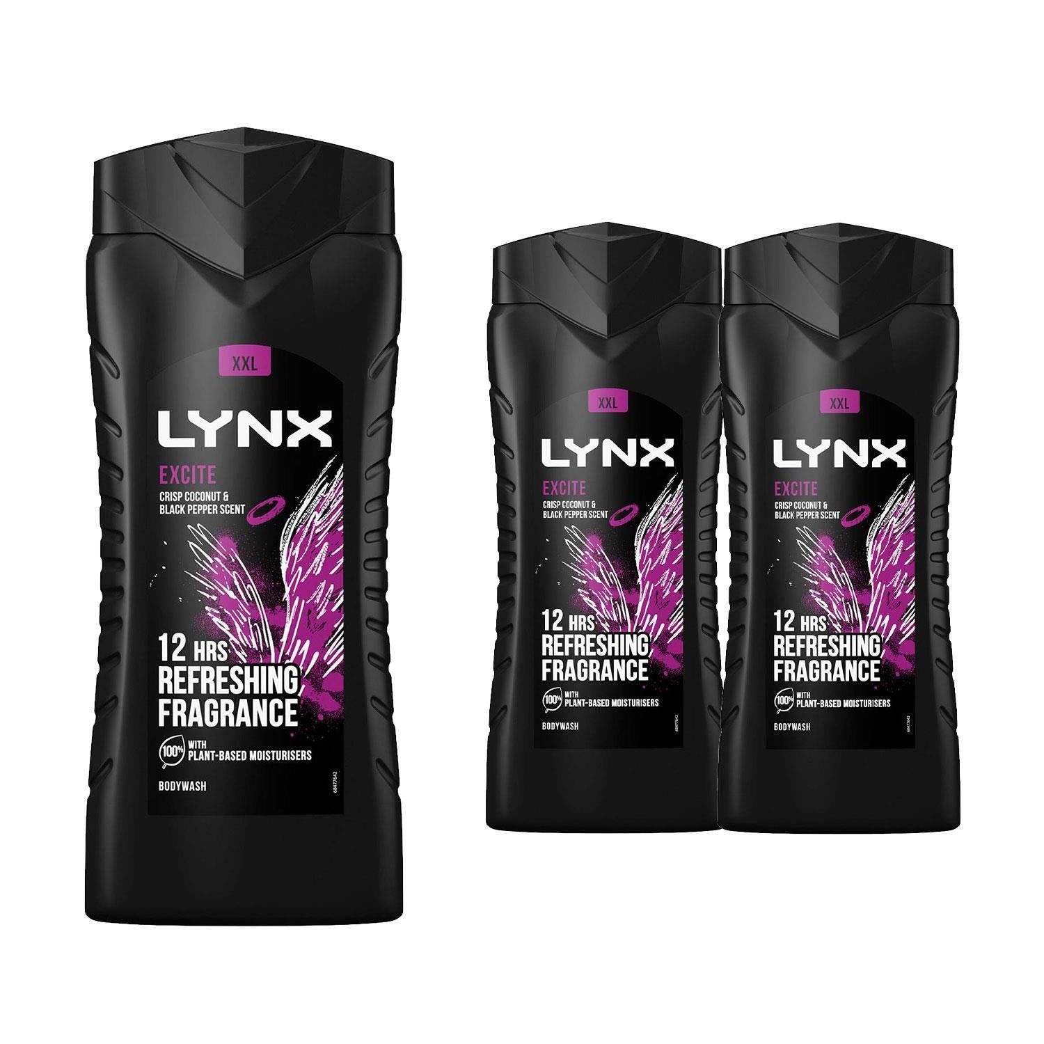 Lynx Excite 12H Refreshing Fragrance Shower Gel Bodywash - 500ml - 3 Pack - Image 2