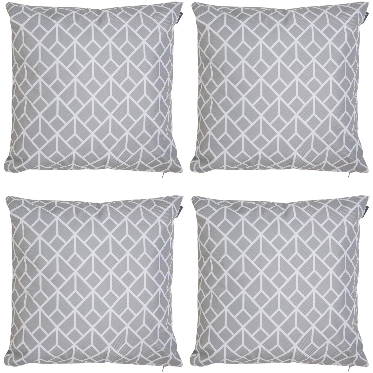 Icon Art Deco Geometric Print Outdoor Cushion (Set Of 4) - Grey