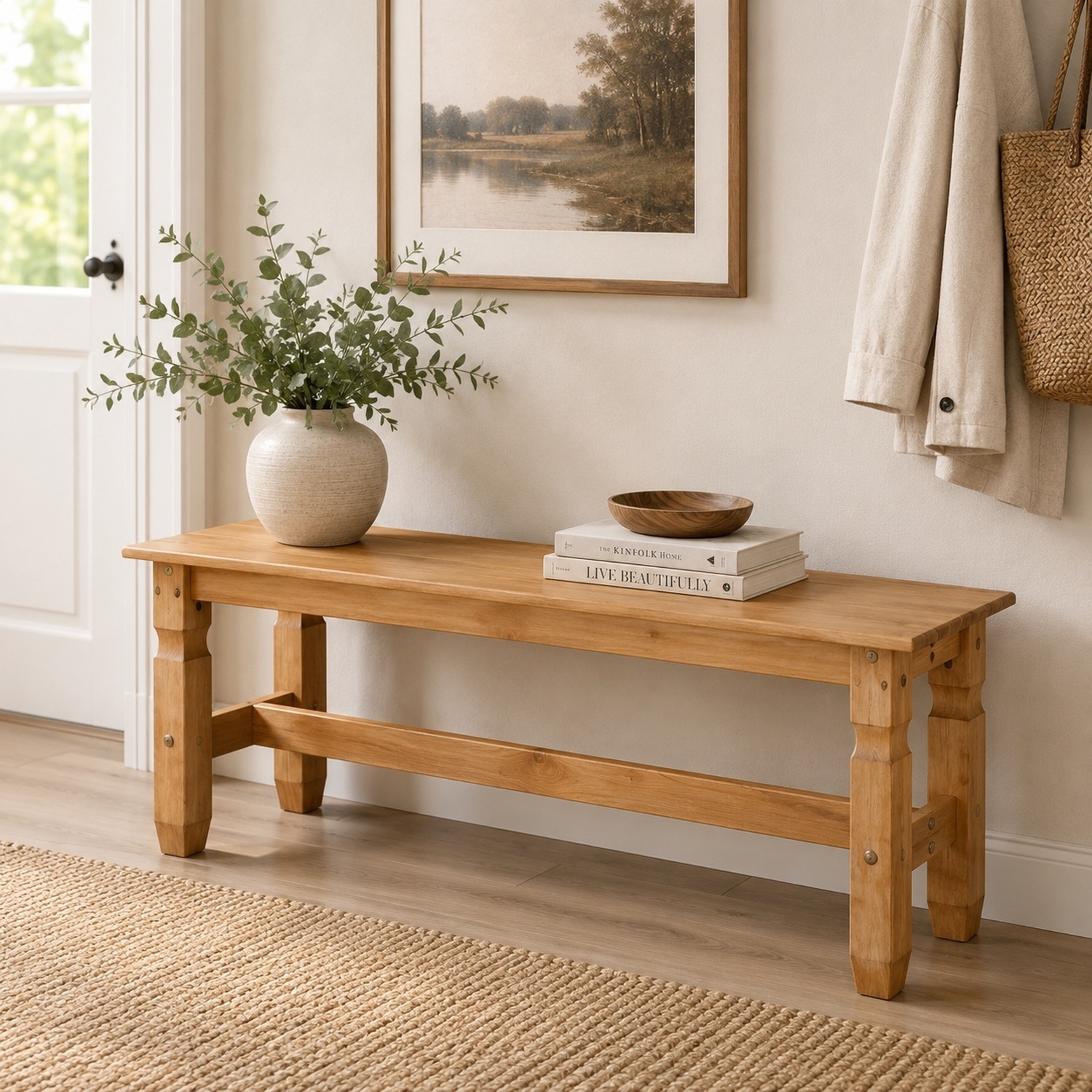 B&Q - Corona Dining Bench 4Ft Long Seating Chair Mexican Solid Pine Mexican Styling - Image 2