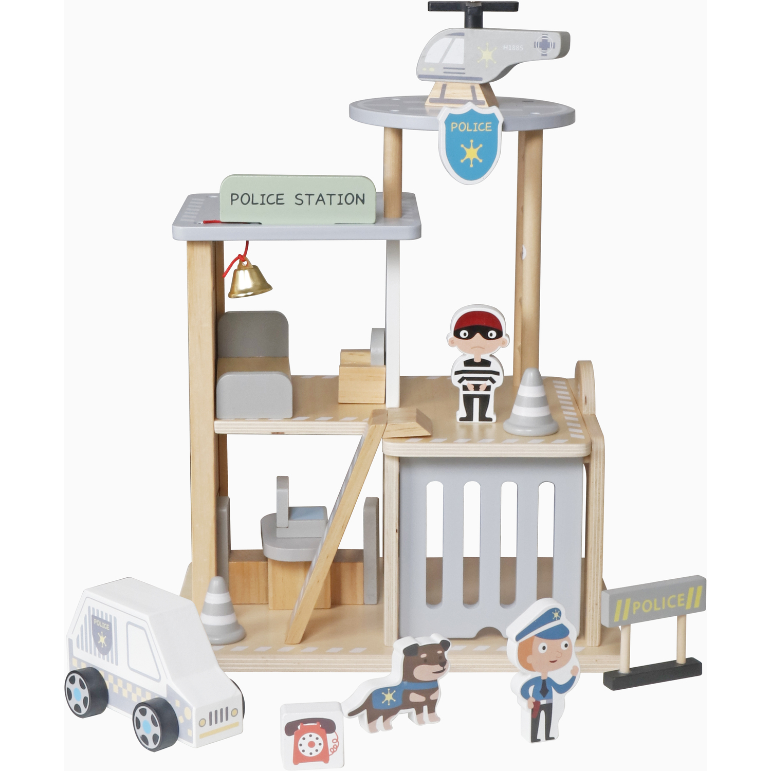 Hygrad Built To Survive Wooden Police Station Playset - Brown