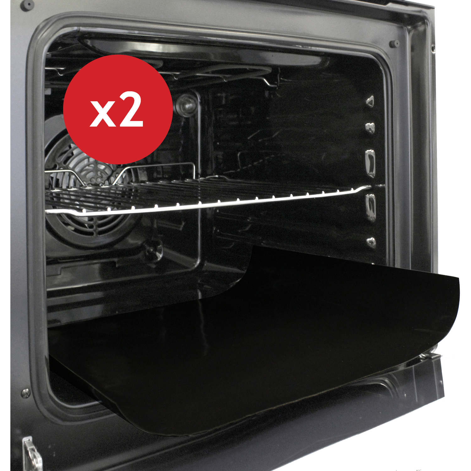 Spares2go Universal Teflon Oven Cooker Liner Non Stick Heavy Duty Lining (Pack Of 2) - Black