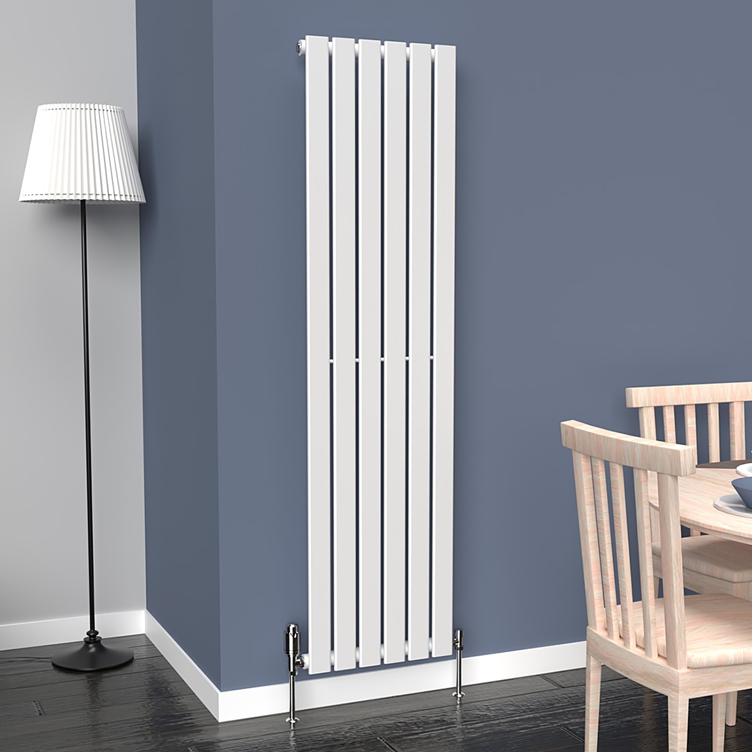 B&Q -  White Flat Vertical Single Panel Designer Radiator 1600mm (H) X 420mm (W) - Image 2