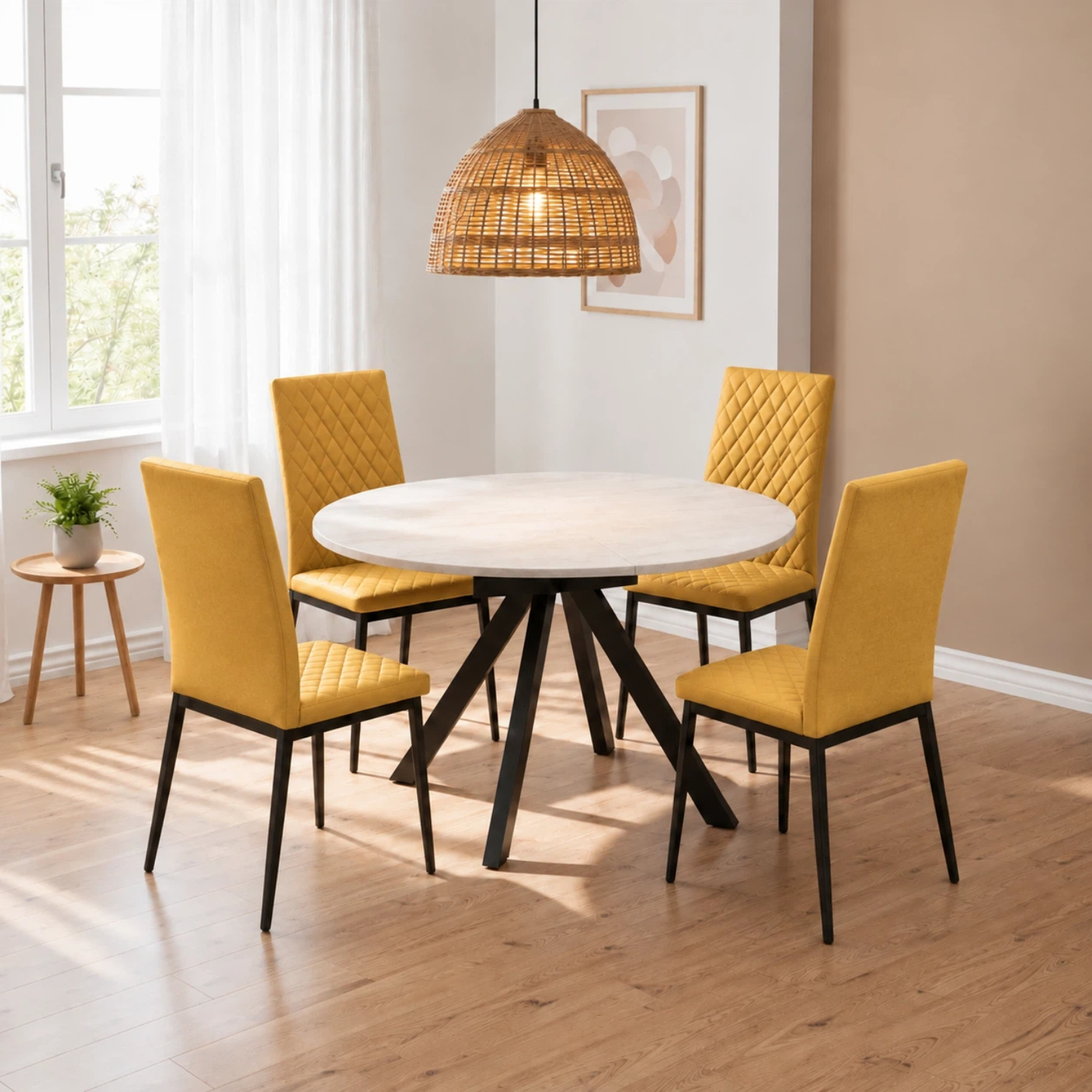 Outdoor Living Yellow Harley Extendable Dining Table With 4 Emily Chairs - Image 3