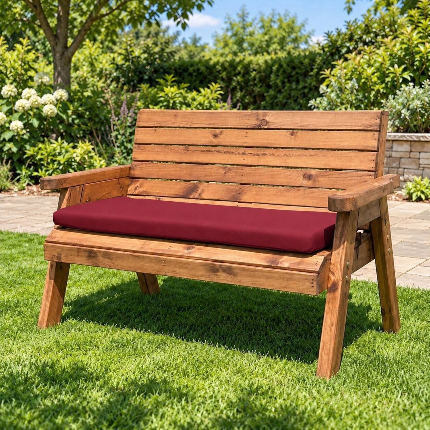 Samuel Alexander Charles Taylor Burgundy Three-Seater Bench Cushion - Burgundy