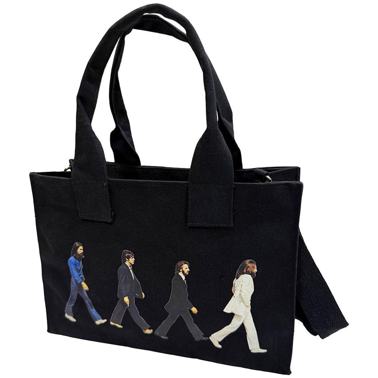 The Beatles Abbey Road Drop T Logo Cotton Back Print Tote Bag - Black
