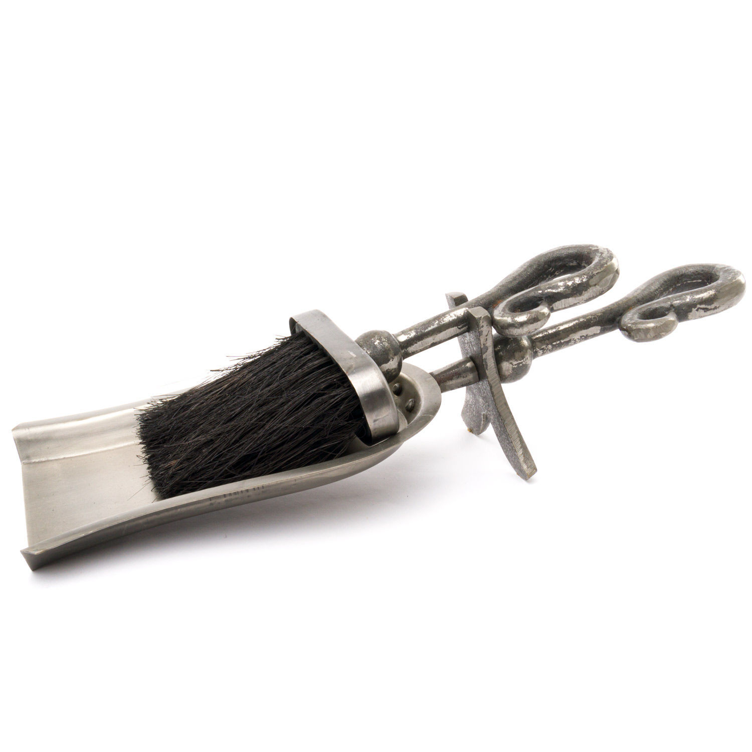 Hill Interiors Pewter Crook Handle Hearth Tidy - Antique Silver