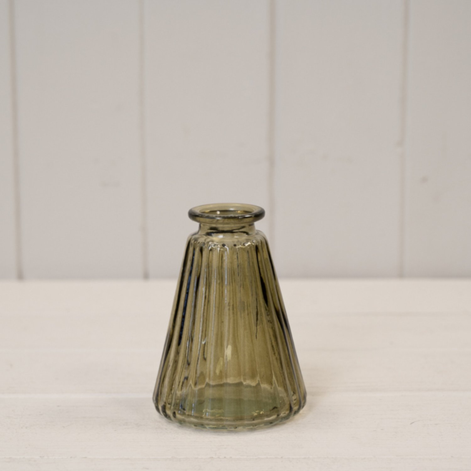  - Olive Green Glass Ribbed Bottle - Image 3