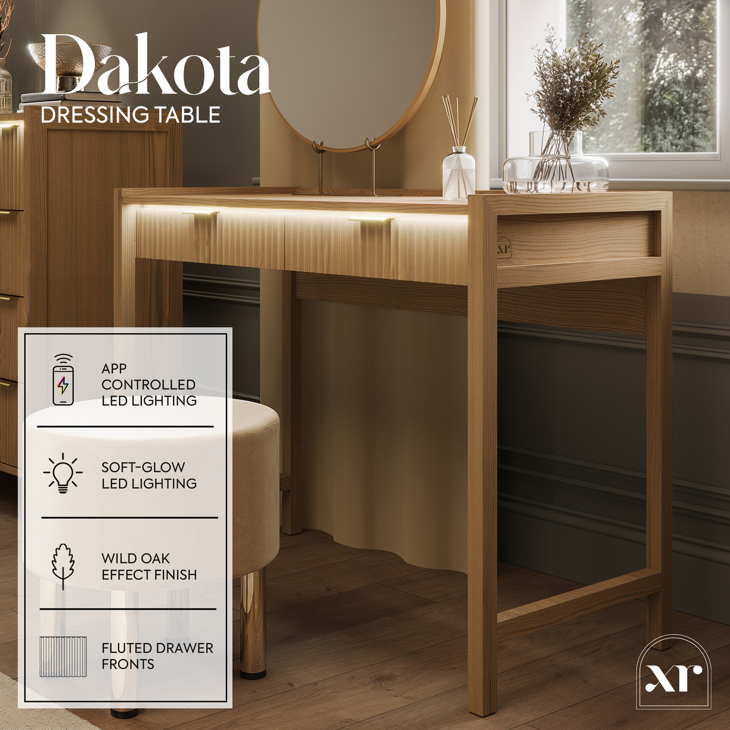 XR Living Dakota Dressing Table with App Control Lights