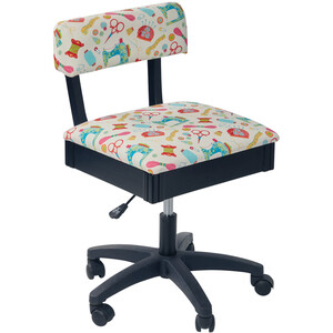 Hydraulic Sewing Chair White with Multi Notions Design - HT2017