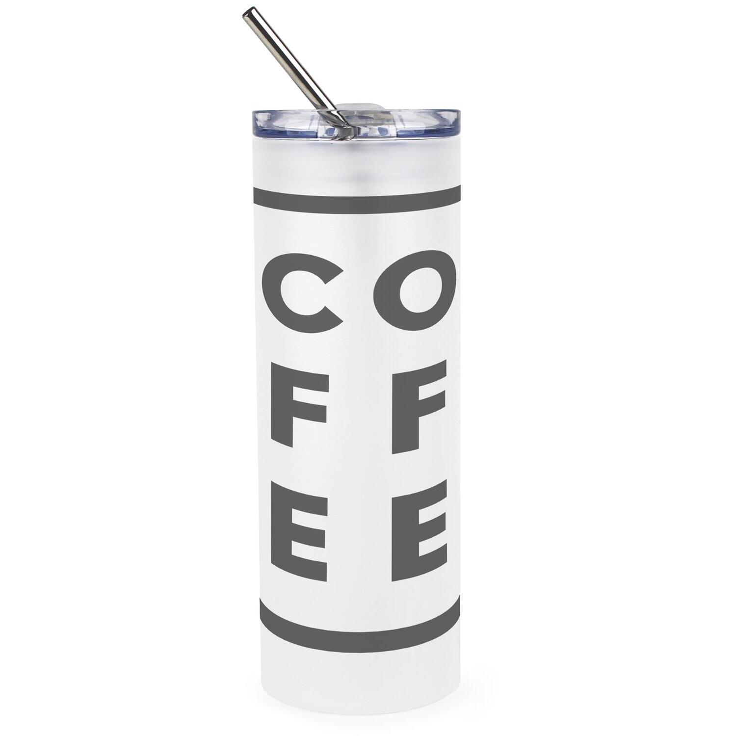 B&Q -  Minimalist Coffee Frosted Glass Travel Flask With Straw - Image 3