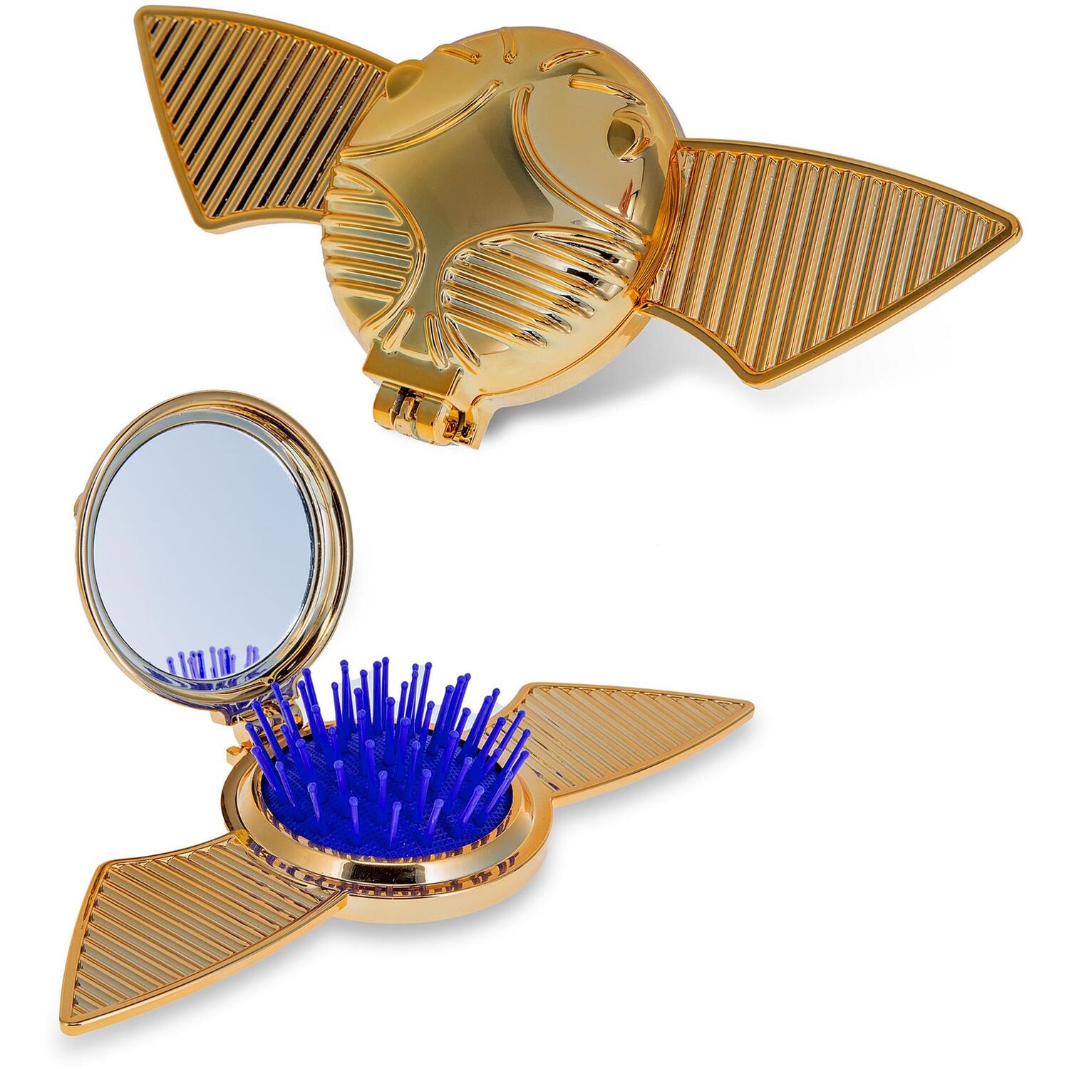 Mad Beauty Unisex Kids Gold En Snitch Pop-Out Hairbrush W/ Mirror In - Image 2