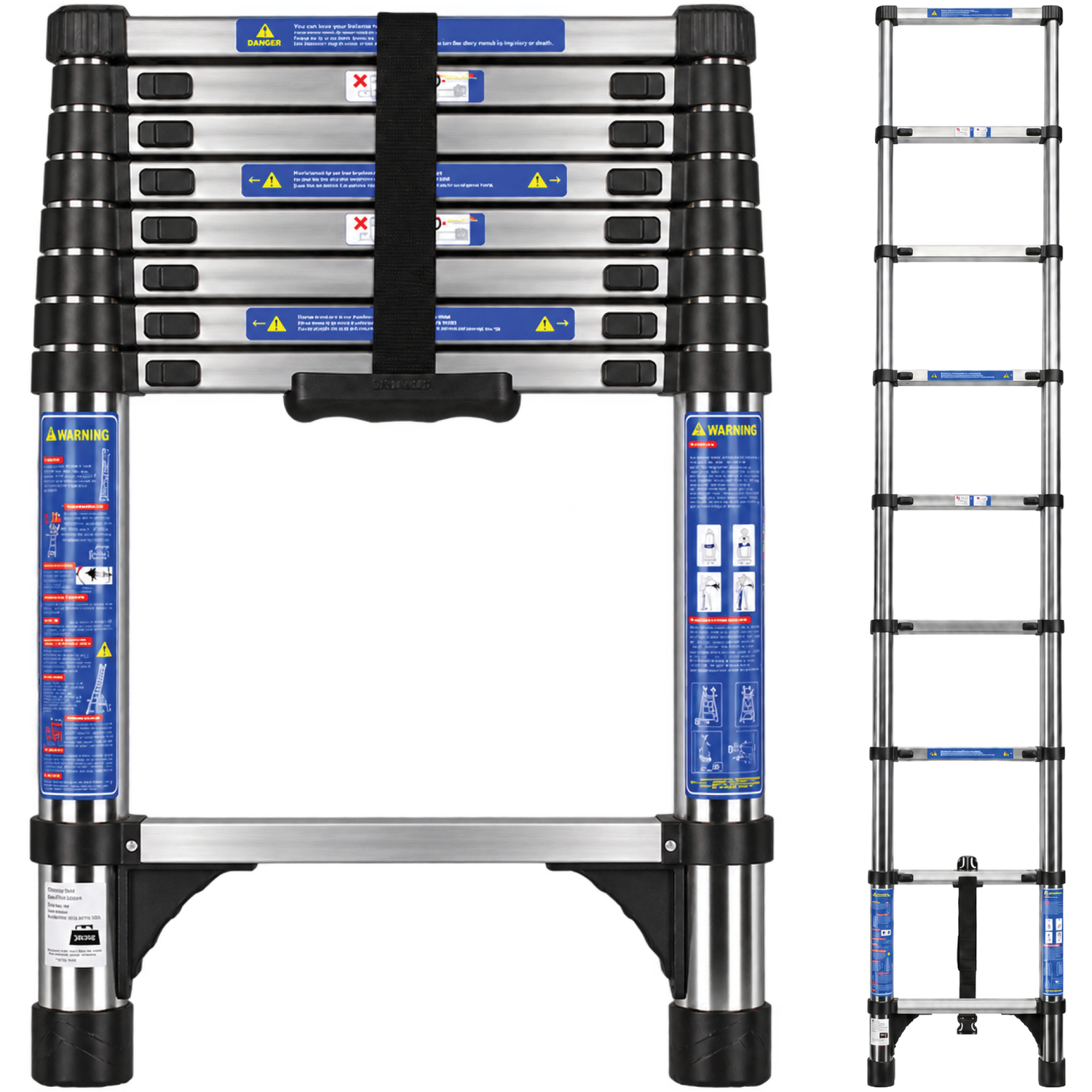 (2.6M) Futura Telescopic Ladder 150Kg Stainless Steel Extendable Loft Ladder - Image 2