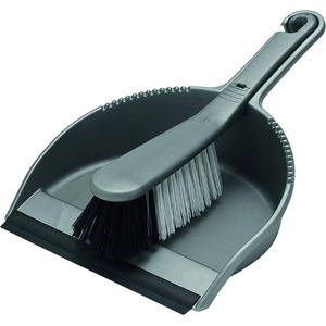 Addis Metallic Silver Stiff Dustpan And Brush Set