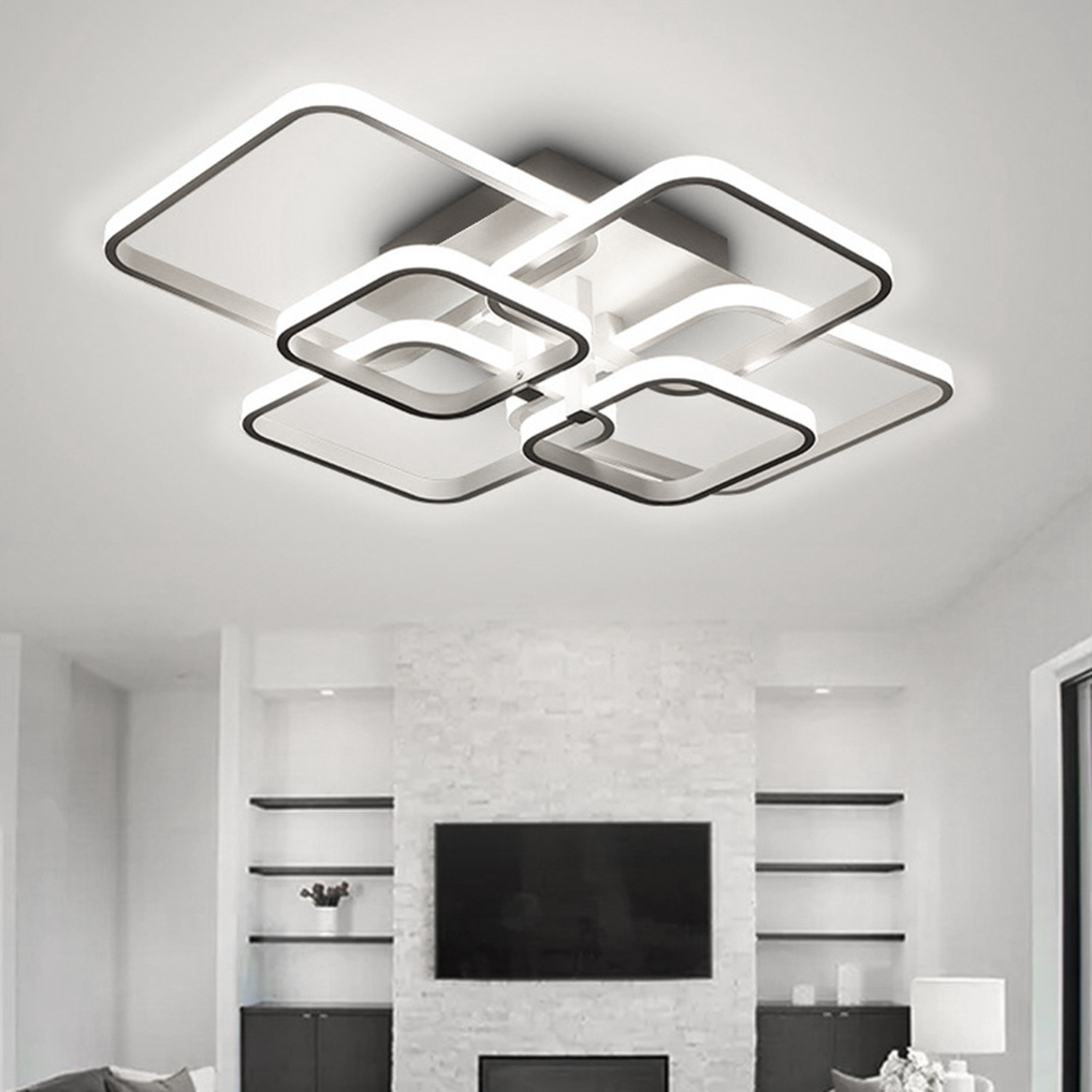 Metal Chandelier Ceiling Light White Frame - White 60w