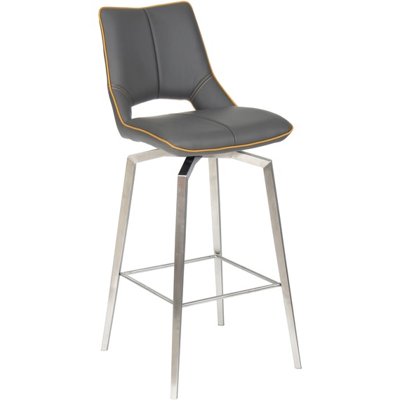 Mako Swivel Leather Effect Graphite Grey Bar Chair