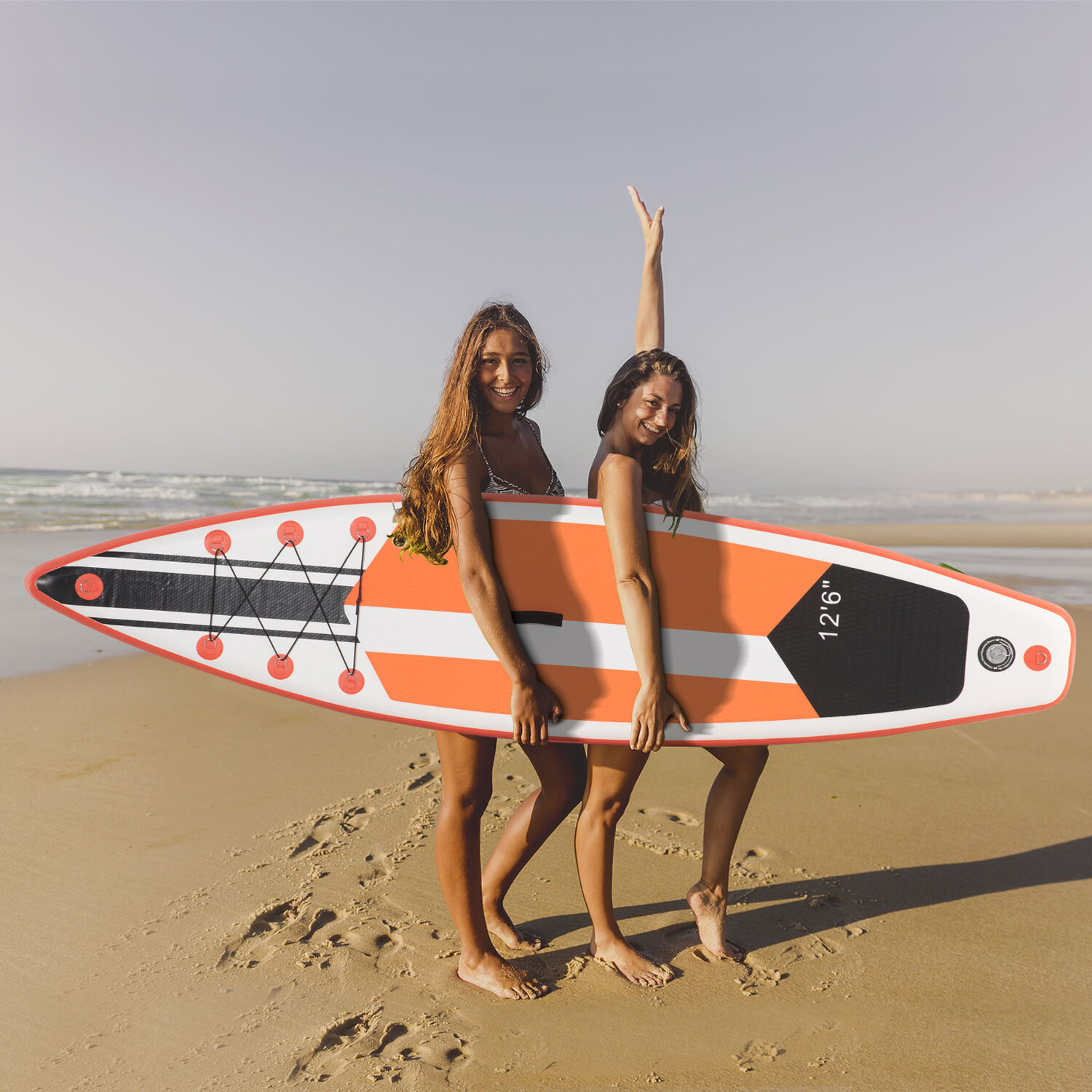 Outsunny 10Ft Inflatable Paddle Stand Up Board Orange - Orange