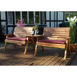 Brown Hand Made 4 Seater Chunky Rustic Wooden Furniture Set 2 Benches, Straight Tray shot 1491189