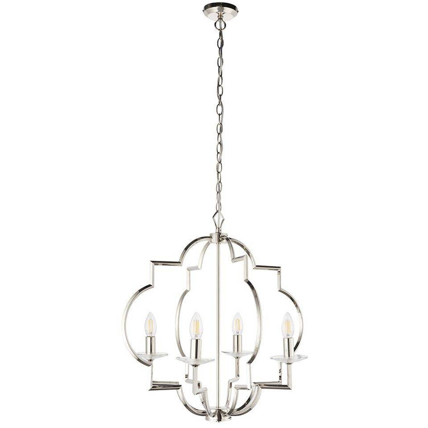 Garland 4 Light Ceiling Pendant Polished Nickel  Clear Crystal Glass, E14 - Polished Nickel