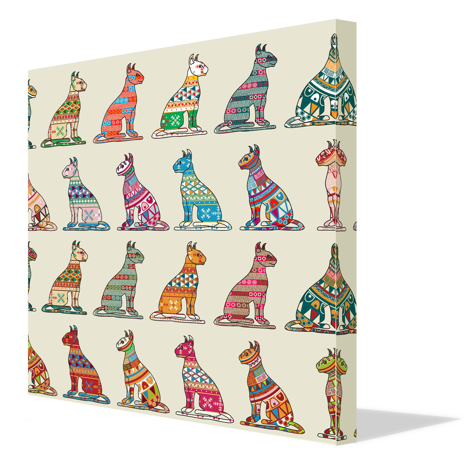 Cats of egypt Canvas print - Yellow / 101cm / 152cm