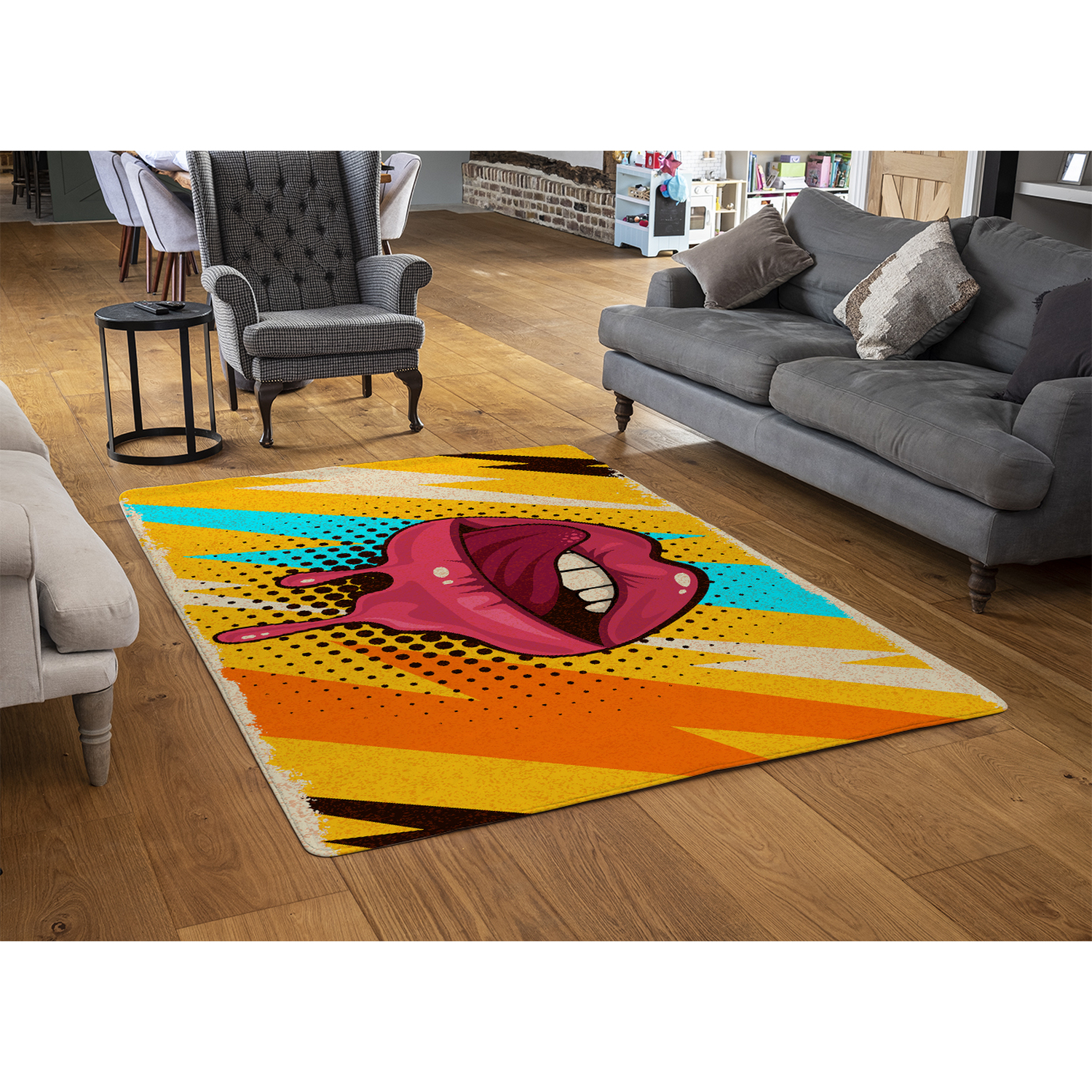 Pop Art Retro Vintage Colorful Background Designer Rug