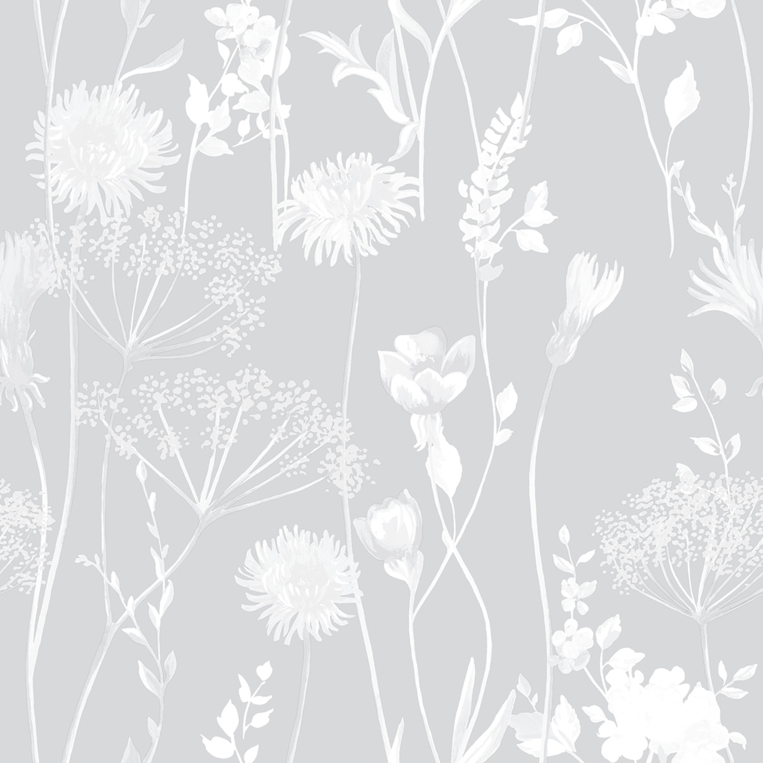 Catherine Lansfield Housse De Couette Fleurie 135x200 Cm – Blanc Et Gris Motif Prairie Réversible – Lot Avec Taie 80x80 Cm