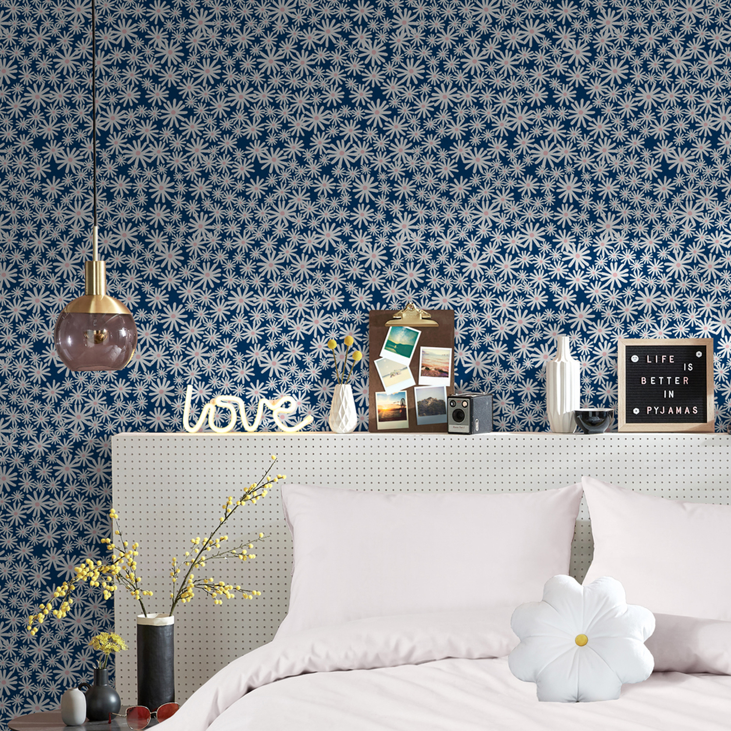 Skinnydip Daisy Floral Wallpaper Blue - 180511 - Image 3