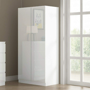 White Gloss 2 Door Wardrobe White High Gloss Doors Matt White Frame
