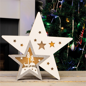 Wooden Light Up Christmas Star