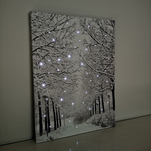 Christmas Winter Avenue Fibre Optic Light Up Wall Canvas
