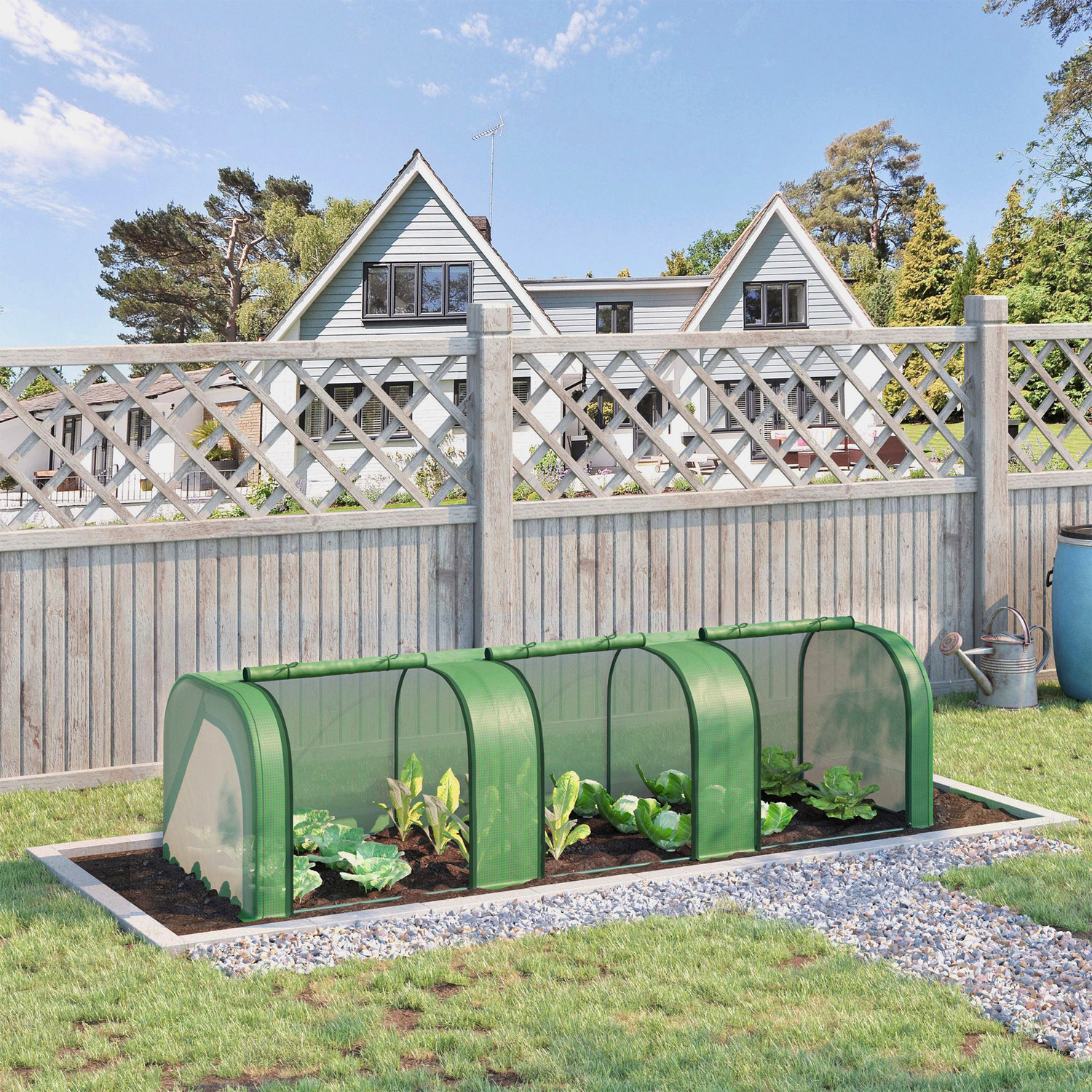 Outsunny PE Tunnel Greenhouse Green Grow House - Green